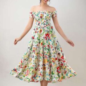Aawari Women Floral OffShoulder Midi Dress