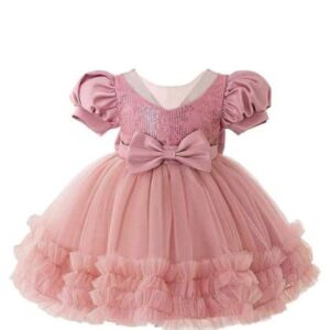 BAESD Girls Embellished Puff Sleeve Balloon Dress