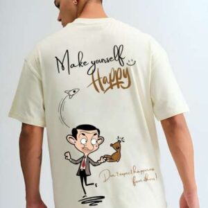 BDSQUARE Mr Bean Printed Round Neck Pure Cotton Ov