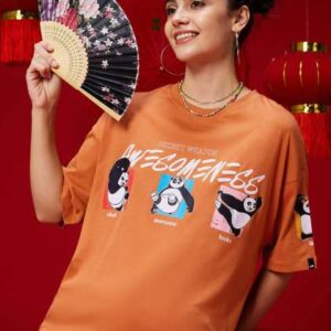 Bewakoof Orange Kung Fu Panda Printed DropShoulder