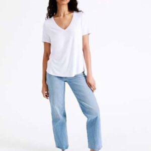 COLOR CAPITAL VNeck Short Sleeves Cotton Relaxed F