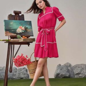 CORSICA Puff Sleeve ALine Dress