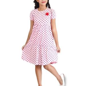 Clothe Funn Pink Polka Dot Print ALine Dress