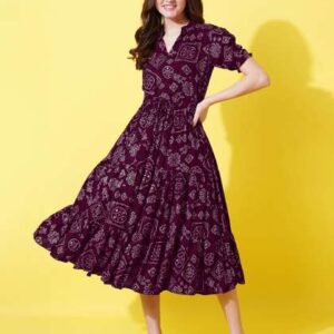 FLOWERVELLY Women Ethnic Motifs Printed Puff Sleev
