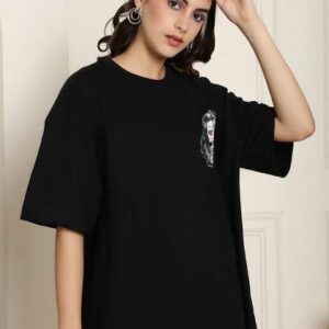 Fabflee Graphic Printed DropShoulder Sleeves Casua