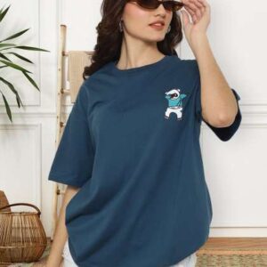 Fabflee Graphic Printed Round Neck DropShoulder Sl