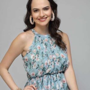 Fabway Clothing Women Floral Printed Fit  Flare Kn