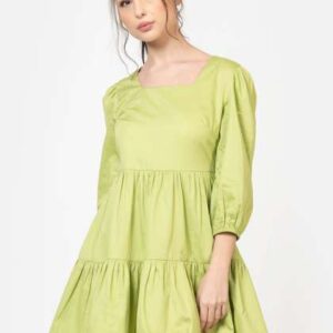 June 9 Clothing Women Square Neck Tiered Cotton Fi