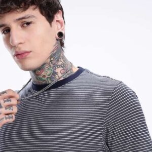 Kook N Keech Men Striped DropShoulder Sleeves Tshi