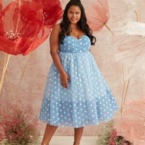 Lea Clothing Co Polka Dot Printed Fit  Flare Dress