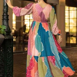 Moda Rapido Printed Puff Sleeves Fit  Flare Dress