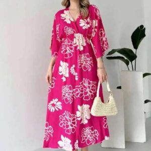 PIMU Floral Print Flared Sleeve Fit  Flare Midi Dr