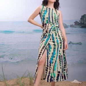 PURVAJA Printed ALine Midi Dress
