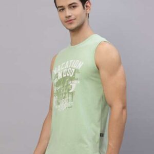 Rigo Men Typography Printed Sleeveless Cotton Slim