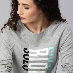 Roadster Women Grey Melange Printed Round Neck Tsh