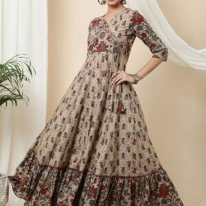 SHOPAXIS Women Cotton Floral Printed Fit  Flare Ma