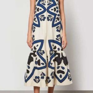 TRENBEE Printed Cotton ALine Midi Dress