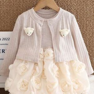 YK Girls Round Neck Cotton ALine Dress